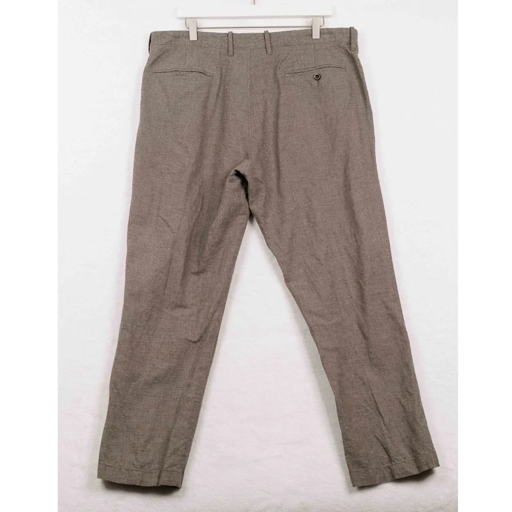 J CREW 770 Straight Fit Linen Cotton Blend Trousers Brown Sz 36x28